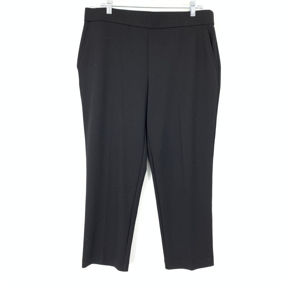 Hilary Radley Pants Womens Large Black Straight Ankle Wide Waistband Crease